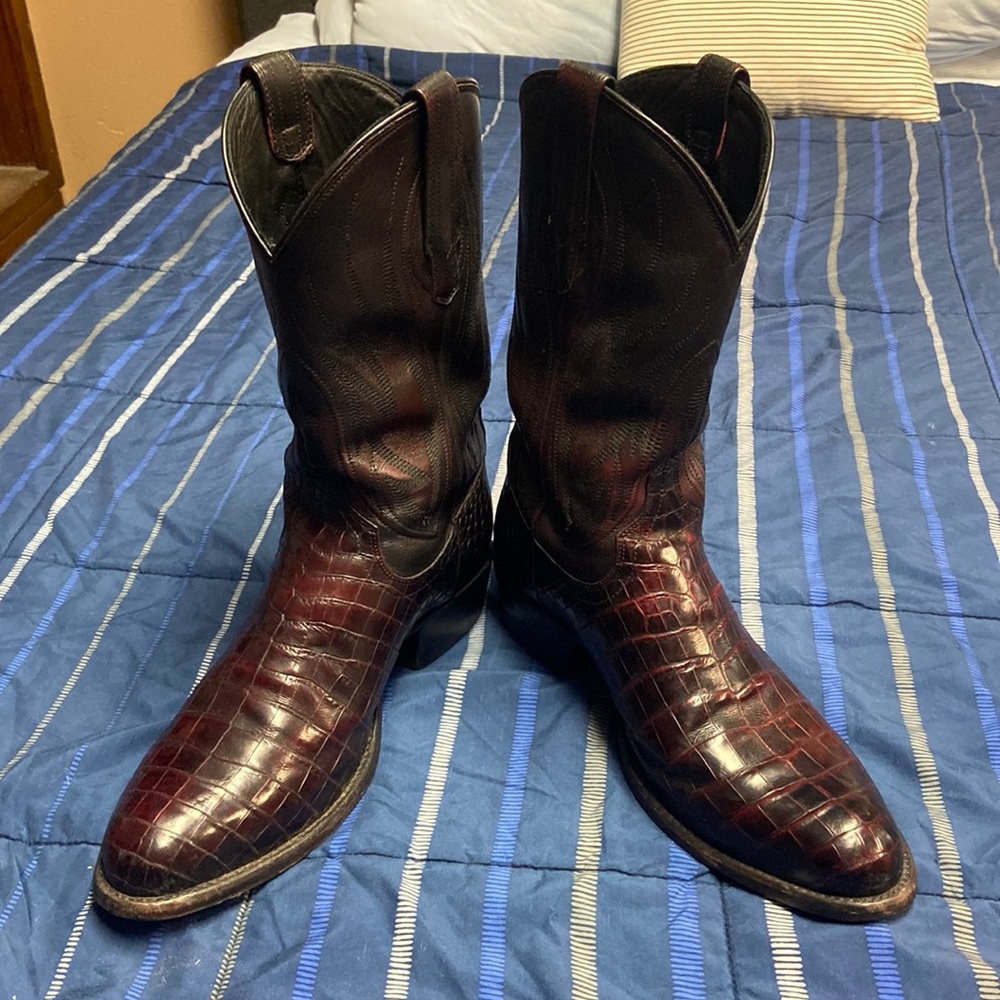 LTD EDITION*** Tecovas Cooper 11D— Black Cherry Nile Crocodile Boots